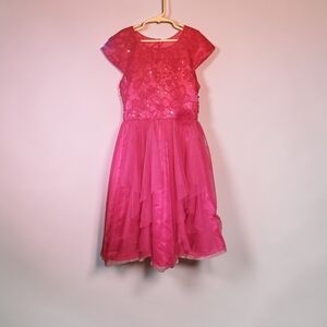 Jona Michelle Red Little Girls Size 12 Party Dress with Sequin Bodice